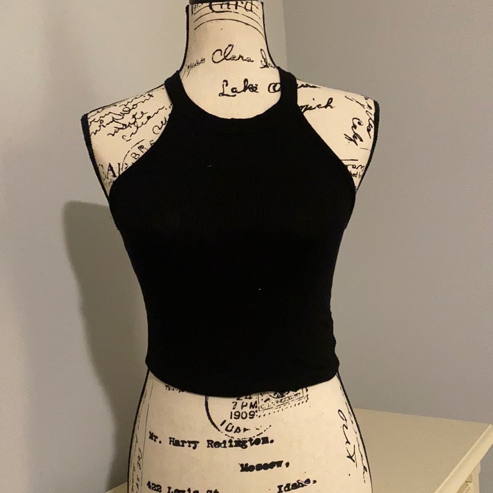 Black high neck, racer back tank